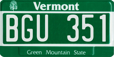 VT license plate BGU351