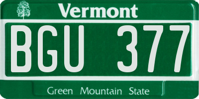 VT license plate BGU377