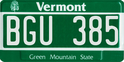 VT license plate BGU385