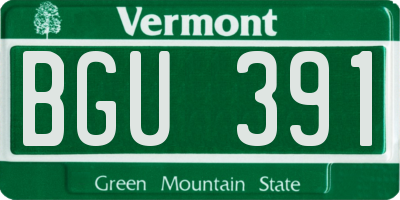 VT license plate BGU391