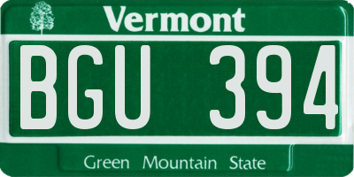 VT license plate BGU394