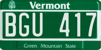 VT license plate BGU417