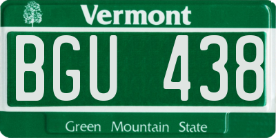 VT license plate BGU438