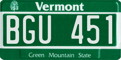 VT license plate BGU451
