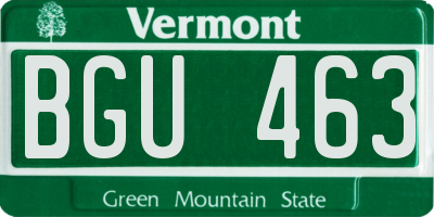 VT license plate BGU463
