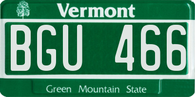 VT license plate BGU466