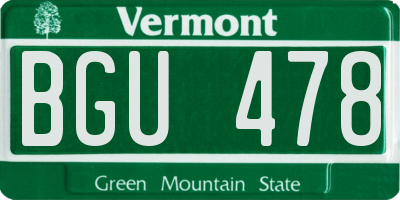 VT license plate BGU478