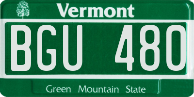 VT license plate BGU480