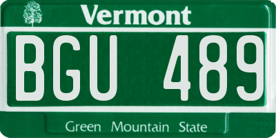VT license plate BGU489