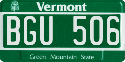 VT license plate BGU506