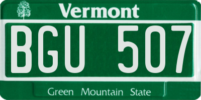 VT license plate BGU507