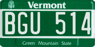 VT license plate BGU514