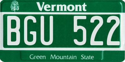 VT license plate BGU522