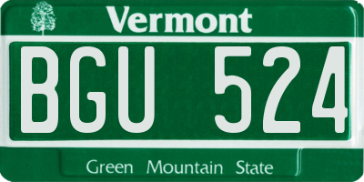 VT license plate BGU524
