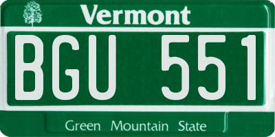 VT license plate BGU551