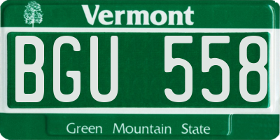 VT license plate BGU558