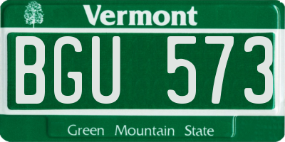 VT license plate BGU573
