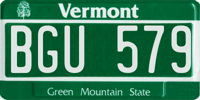 VT license plate BGU579