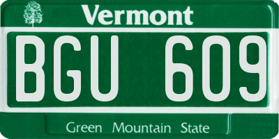 VT license plate BGU609