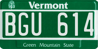 VT license plate BGU614