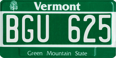 VT license plate BGU625