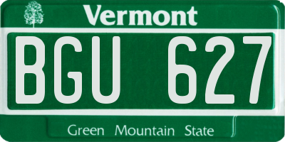 VT license plate BGU627