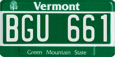 VT license plate BGU661