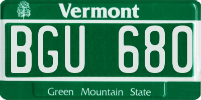 VT license plate BGU680