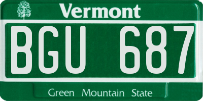 VT license plate BGU687