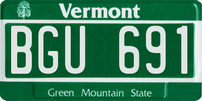 VT license plate BGU691