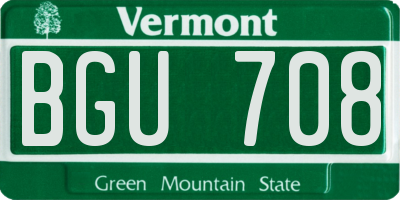 VT license plate BGU708
