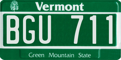 VT license plate BGU711