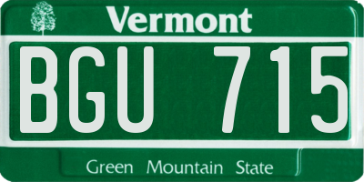 VT license plate BGU715