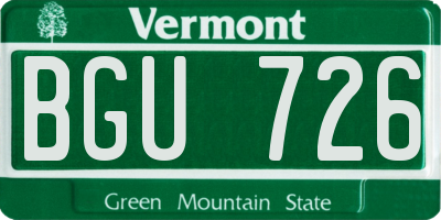 VT license plate BGU726