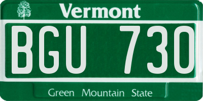 VT license plate BGU730