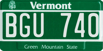 VT license plate BGU740