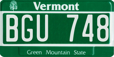 VT license plate BGU748