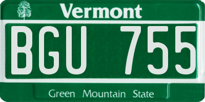 VT license plate BGU755