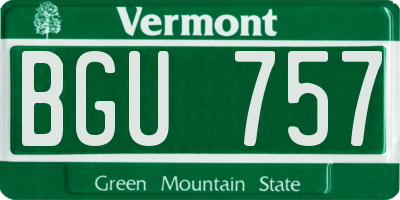 VT license plate BGU757