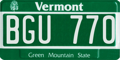 VT license plate BGU770