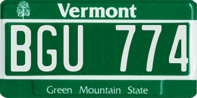 VT license plate BGU774