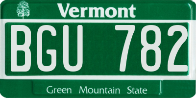 VT license plate BGU782