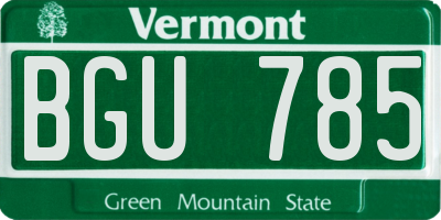 VT license plate BGU785
