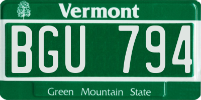 VT license plate BGU794