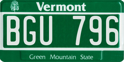VT license plate BGU796