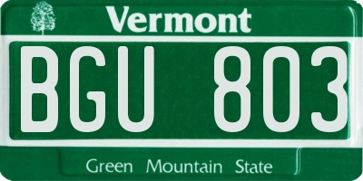 VT license plate BGU803