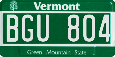 VT license plate BGU804