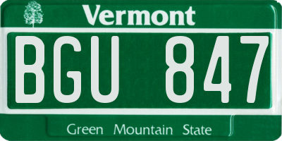 VT license plate BGU847