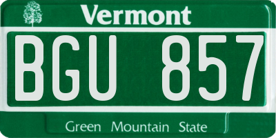 VT license plate BGU857