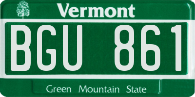 VT license plate BGU861